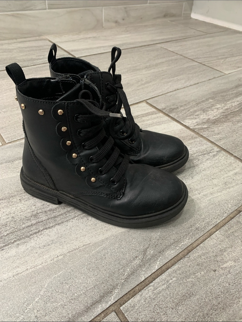 GEOX Little Girl Black Leather Bootie